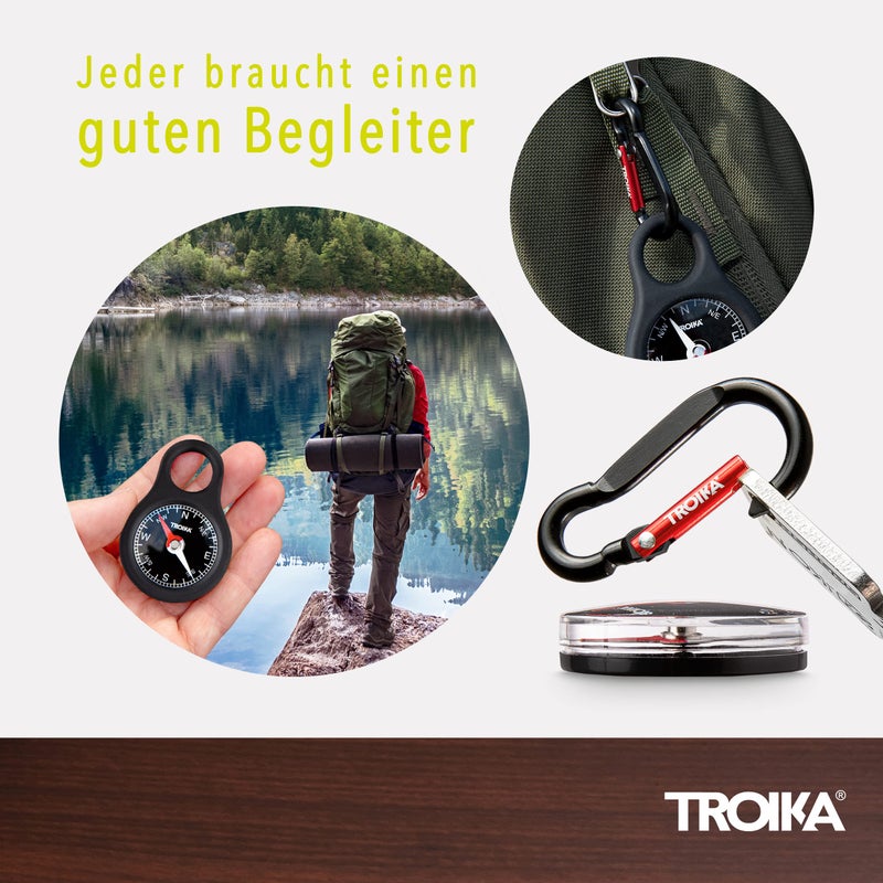 Troika Wegweiser, Item COS10/BK Pocket Compass with Carabiner Black - Image 5